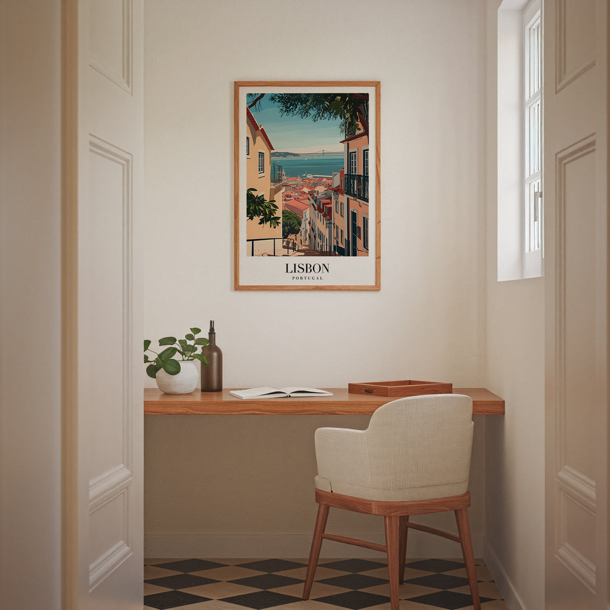 Golden Streets Of Lisbon – affisch med stilfullt motiv från Bozetto i hög kvalitet