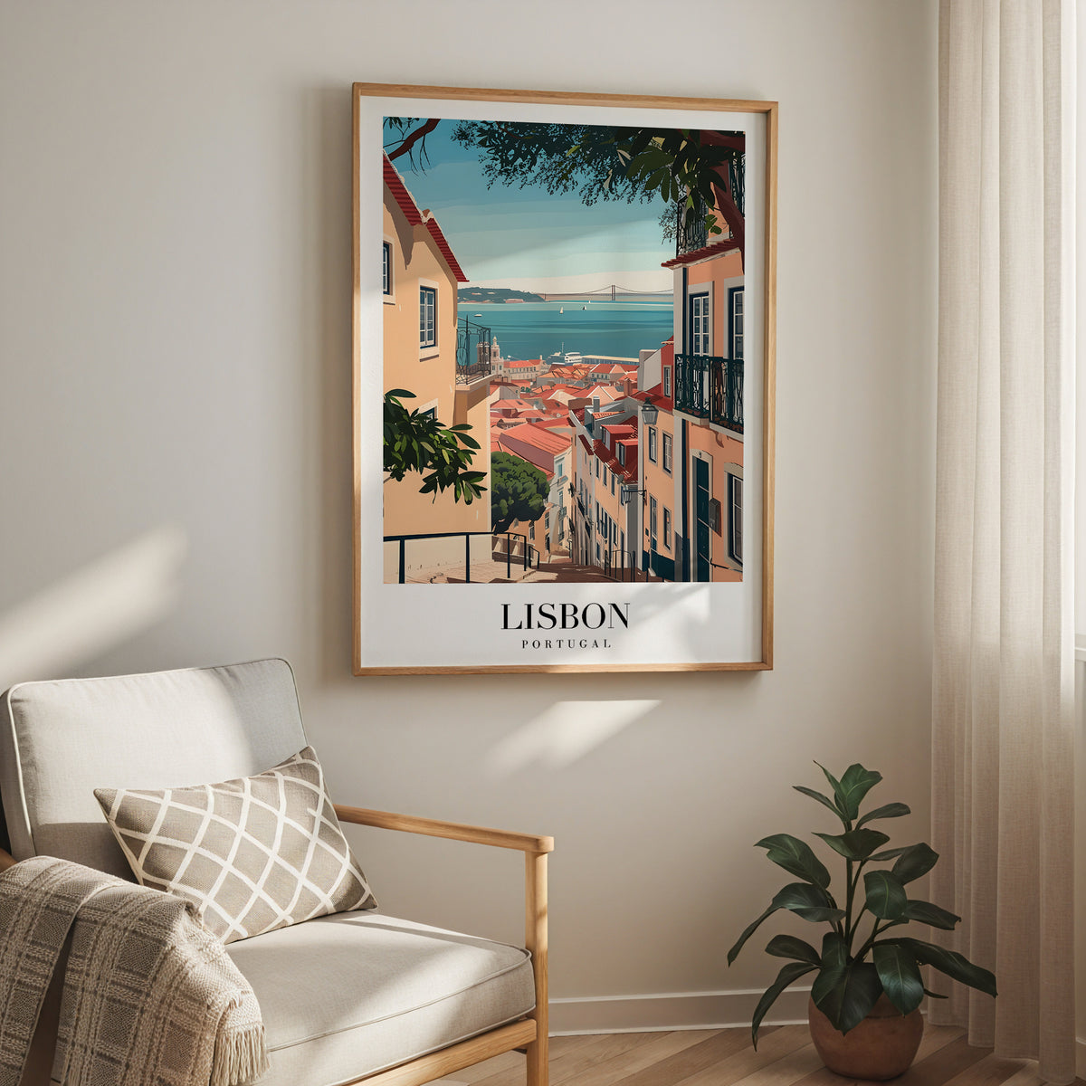 Golden Streets Of Lisbon poster visad rakt fram – Bozetto affisch i hög tryckkvalitet