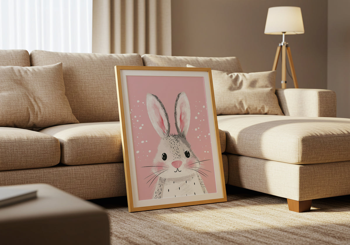 Pink Bunny poster visad rakt fram – Bozetto affisch i hög tryckkvalitet i hög tryckkvalitet