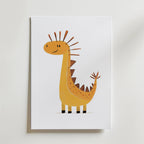 Yellow Dino – stilfullt konsttryck från Bozetto, tryckt på matt finpapper i hög tryckkvalitet