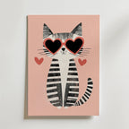 Heart Eyes Cat – stilfullt konsttryck från Bozetto, tryckt på matt finpapper i hög tryckkvalitet