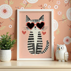 Mockup av Heart Eyes Cat affisch på vägg – köp enkelt hos Bozetto i hög kvalitet