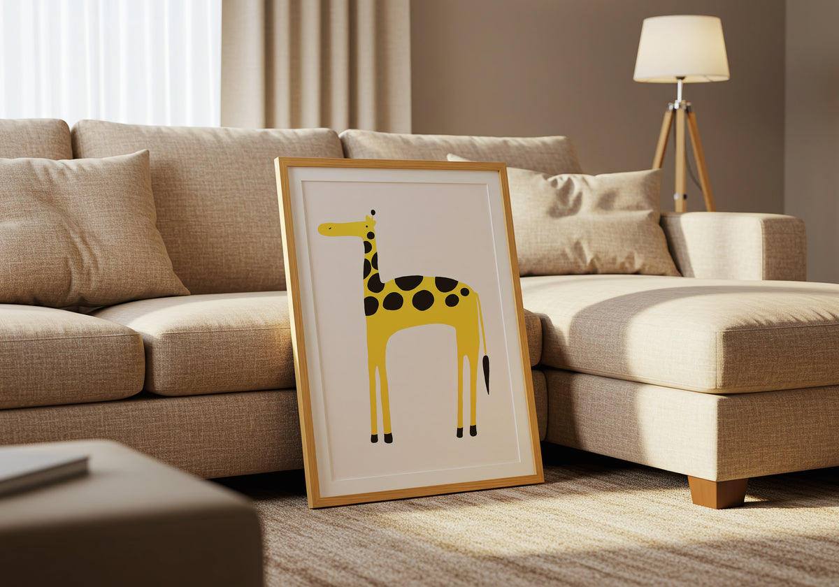 Playful Giraffe poster visad rakt fram – Bozetto affisch i hög tryckkvalitet i hög tryckkvalitet