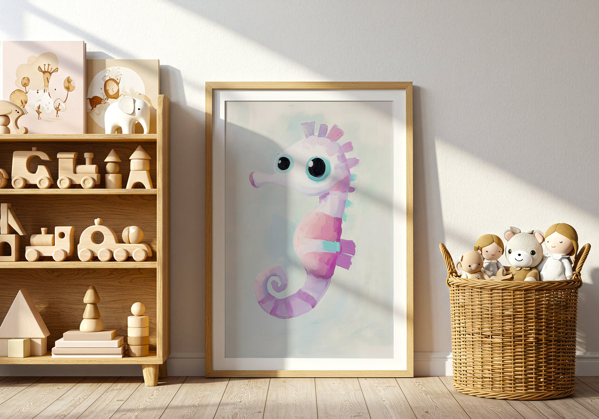 Pastel Seahorse poster visad rakt fram – Bozetto affisch i hög tryckkvalitet i hög tryckkvalitet