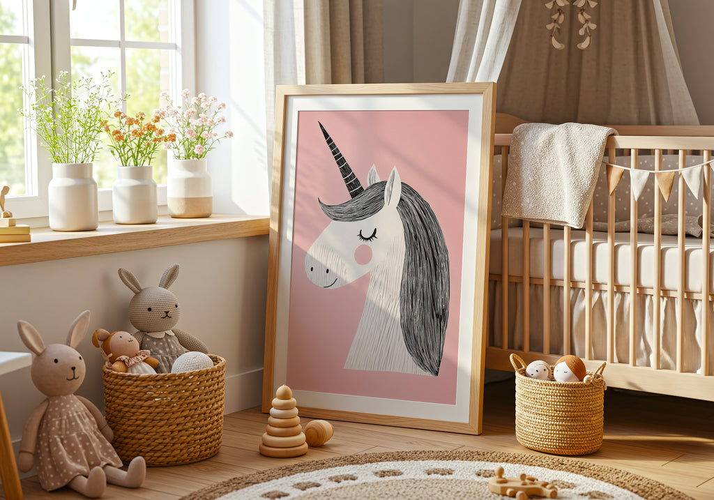 Dreamy Unicorn poster visad rakt fram – Bozetto affisch i hög tryckkvalitet i hög tryckkvalitet