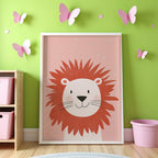 Happy Lion poster visualiserad på vägg – se rätt storlek med mockup från Bozetto