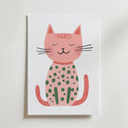 Pink Cat – stilfullt konsttryck från Bozetto, tryckt på matt finpapper i hög tryckkvalitet