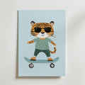 Cool Tiger on Skateboard – stilfullt konsttryck från Bozetto, tryckt på matt finpapper