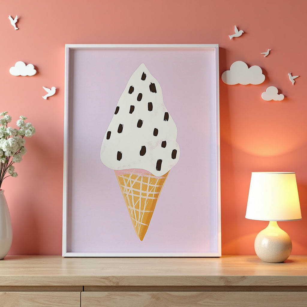 Väggmockup av Sweet Cone affisch på ljus tegelvägg – Bozetto konsttryck i hög tryckkvalitet