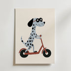 Cool Scooter Pup – stilfullt konsttryck från Bozetto, tryckt på matt finpapper i hög tryckkvalitet