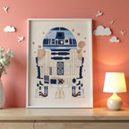 Väggmockup av Astro Droid affisch på ljus tegelvägg – Bozetto konsttryck i hög tryckkvalitet