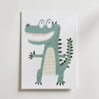 Happy Crocodile – stilfullt konsttryck från Bozetto, tryckt på matt finpapper i hög tryckkvalitet