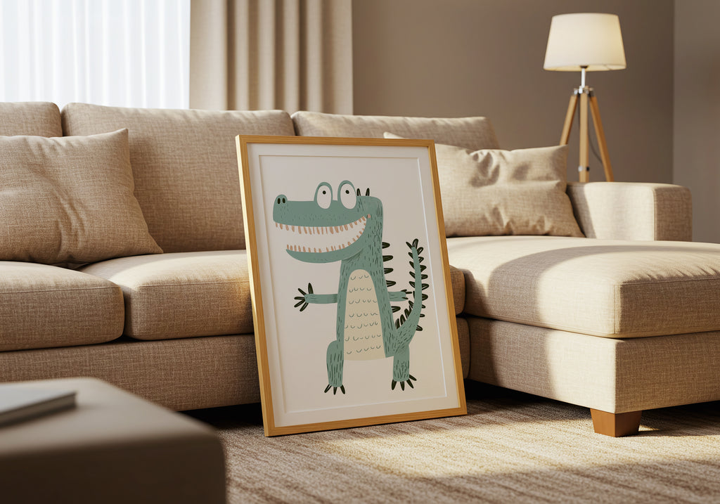 Happy Crocodile poster visad rakt fram – Bozetto affisch i hög tryckkvalitet i hög tryckkvalitet