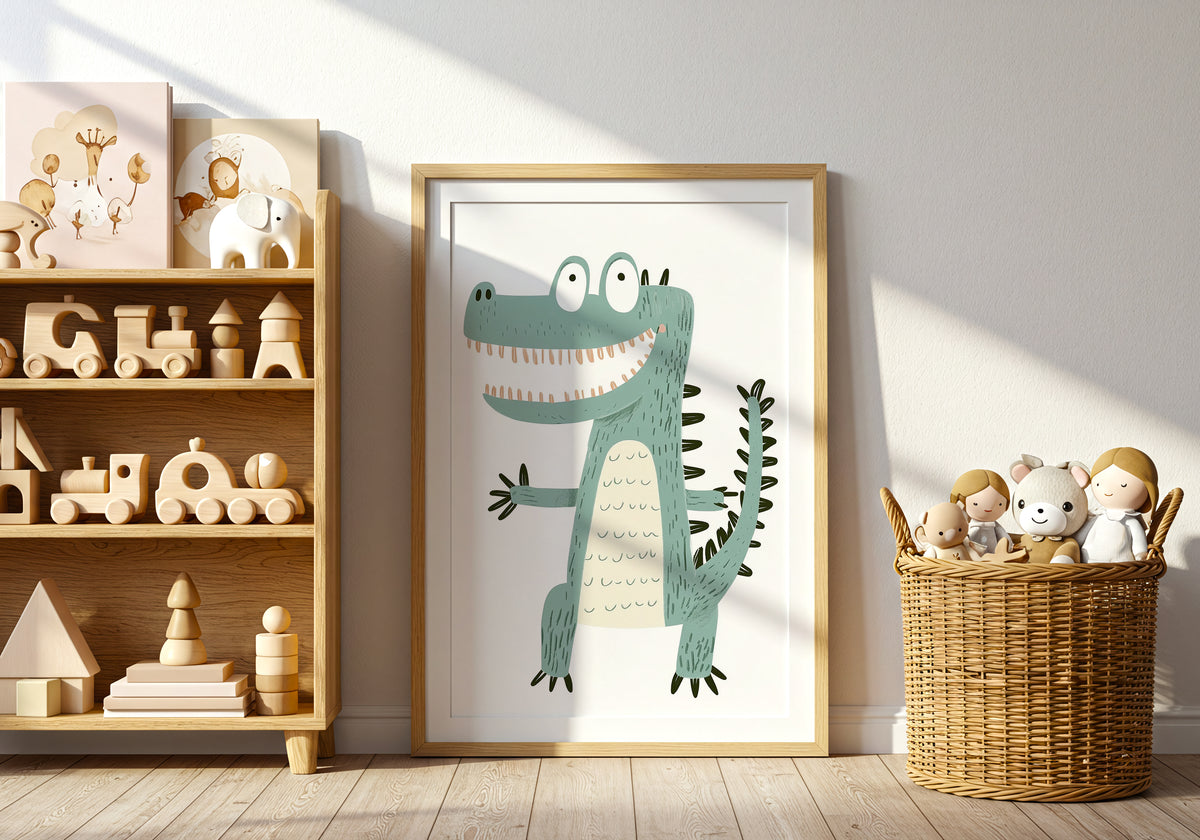 Happy Crocodile – affisch med snyggt motiv, köp enkelt hos Bozetto i flera storlekar