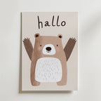Hallo Bear – stilfullt konsttryck från Bozetto, tryckt på matt finpapper i hög tryckkvalitet