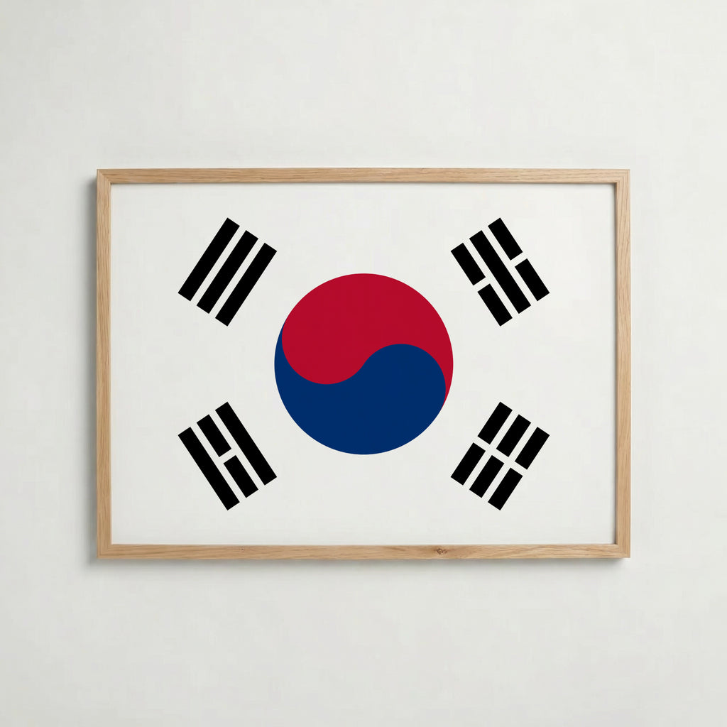 South Korea National Flag Poster i ekram – inramad konsttryck för stilren inredning hos Bozetto