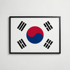 South Korea National Flag Poster i svart ram – stilren konsttryck som väggdekor från Bozetto