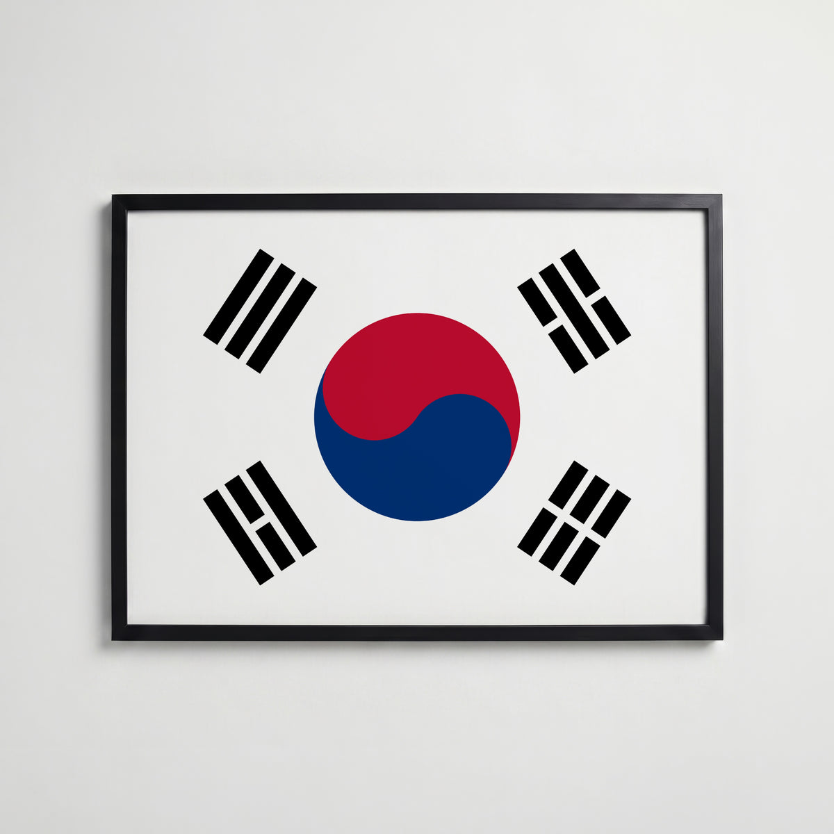 South Korea National Flag Poster i svart ram – stilren konsttryck som väggdekor från Bozetto