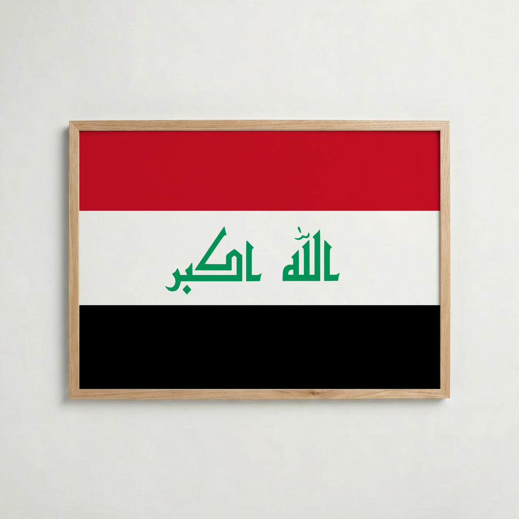 Iraq National Flag Poster i ekram – inramad konsttryck för stilren inredning hos Bozetto