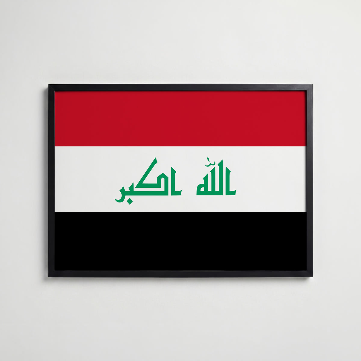 Iraq National Flag Poster i svart ram – stilren konsttryck som väggdekor från Bozetto