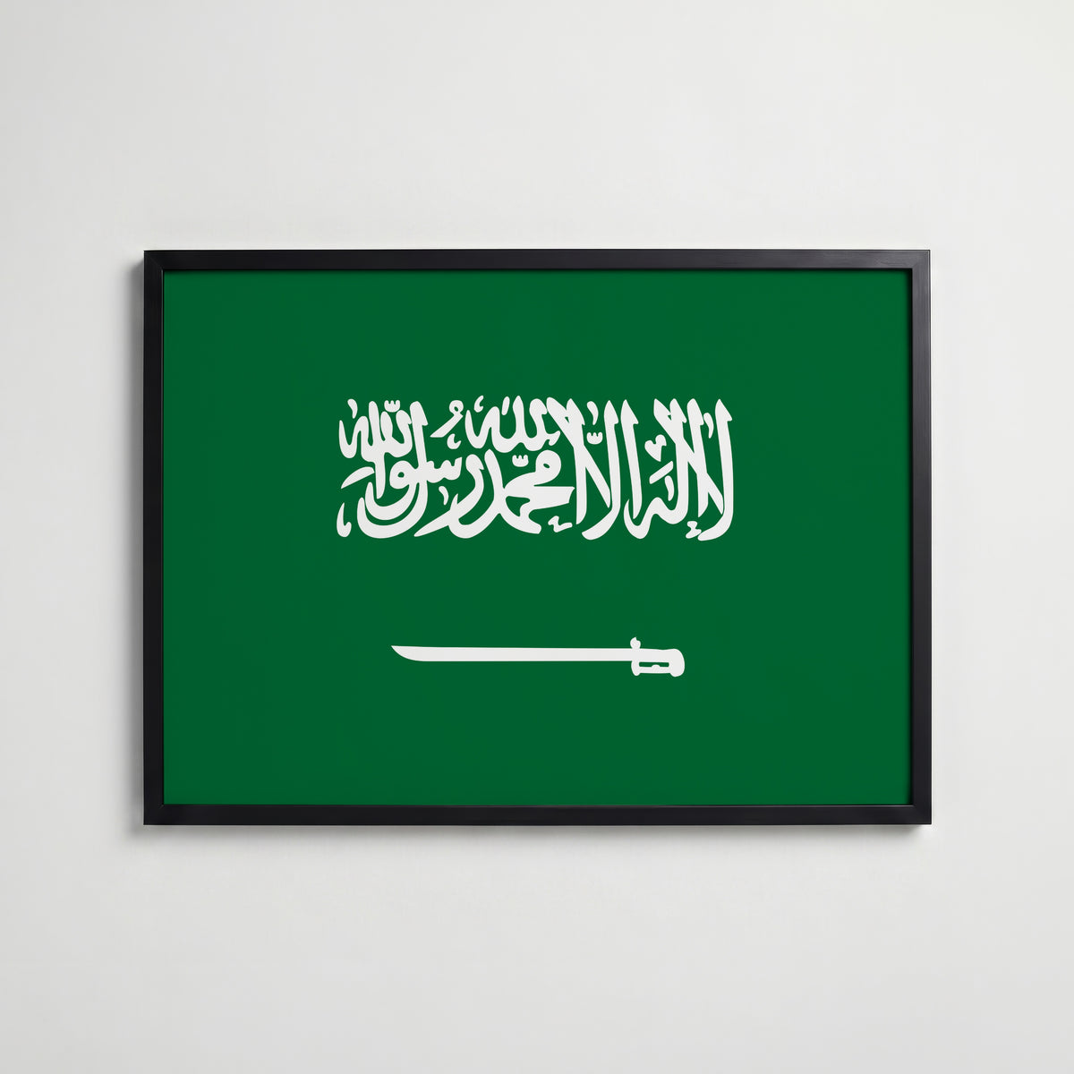 Saudi Arabia National Flag Poster i svart ram – stilren konsttryck som väggdekor från Bozetto