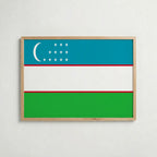Uzbekistan National Flag Poster i ekram – inramad konsttryck för stilren inredning hos Bozetto