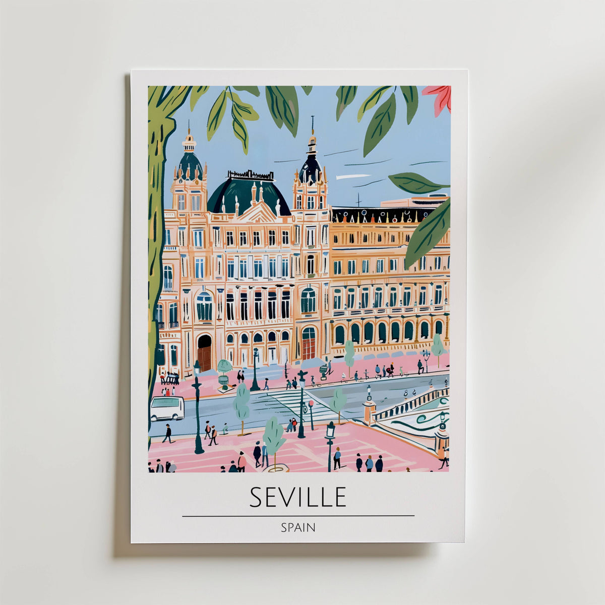 Seville Golden Plaza – stilfullt konsttryck från Bozetto, tryckt på matt finpapper