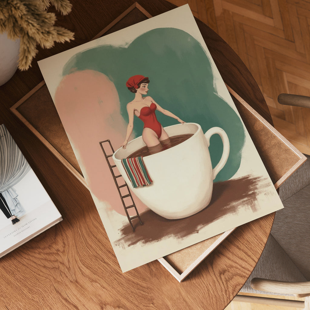 Hot Coffe Bath poster visad rakt fram – Bozetto affisch i hög tryckkvalitet i hög tryckkvalitet