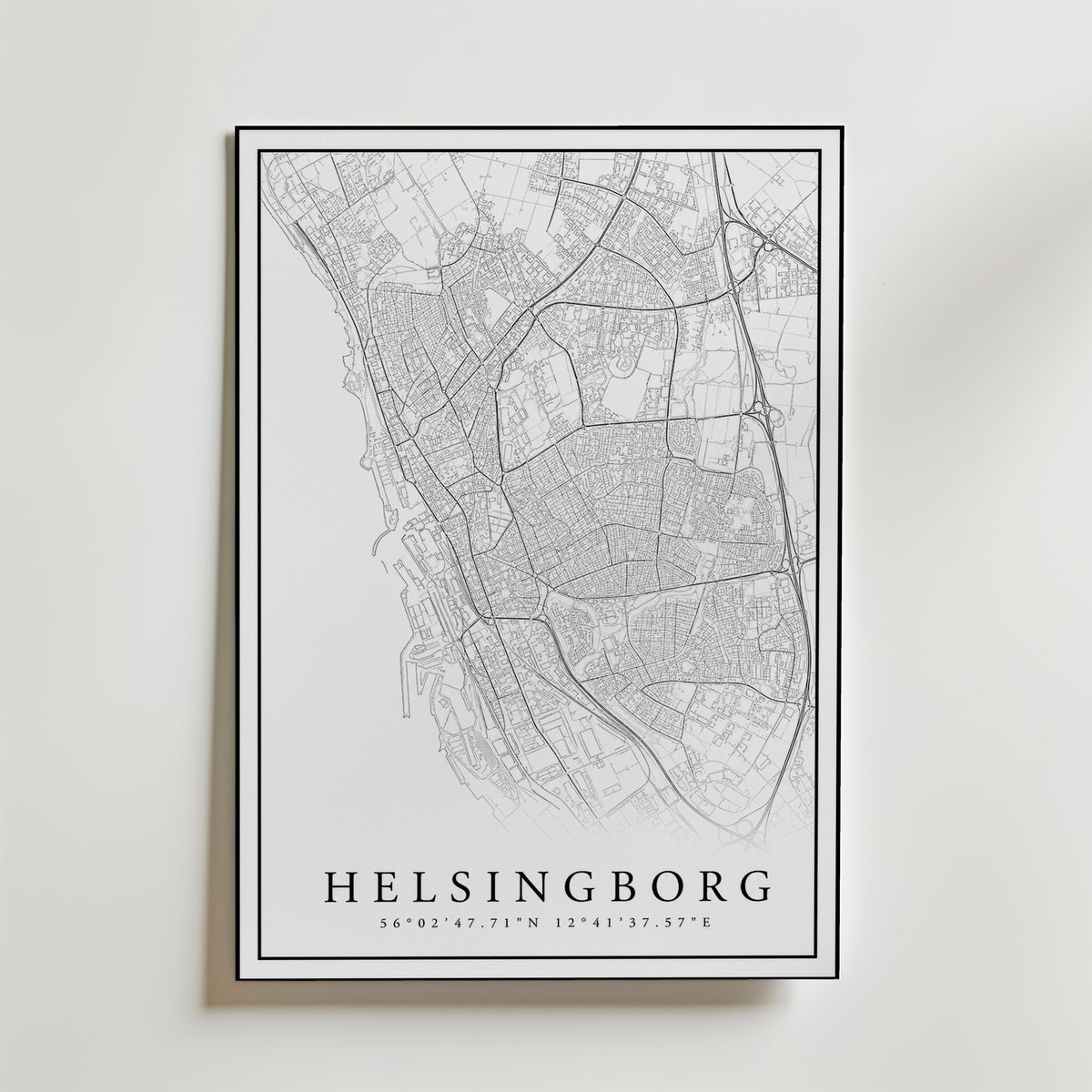Storleksjämförelse för Helsingborg Karta affisch – Bozetto erbjuder flera format