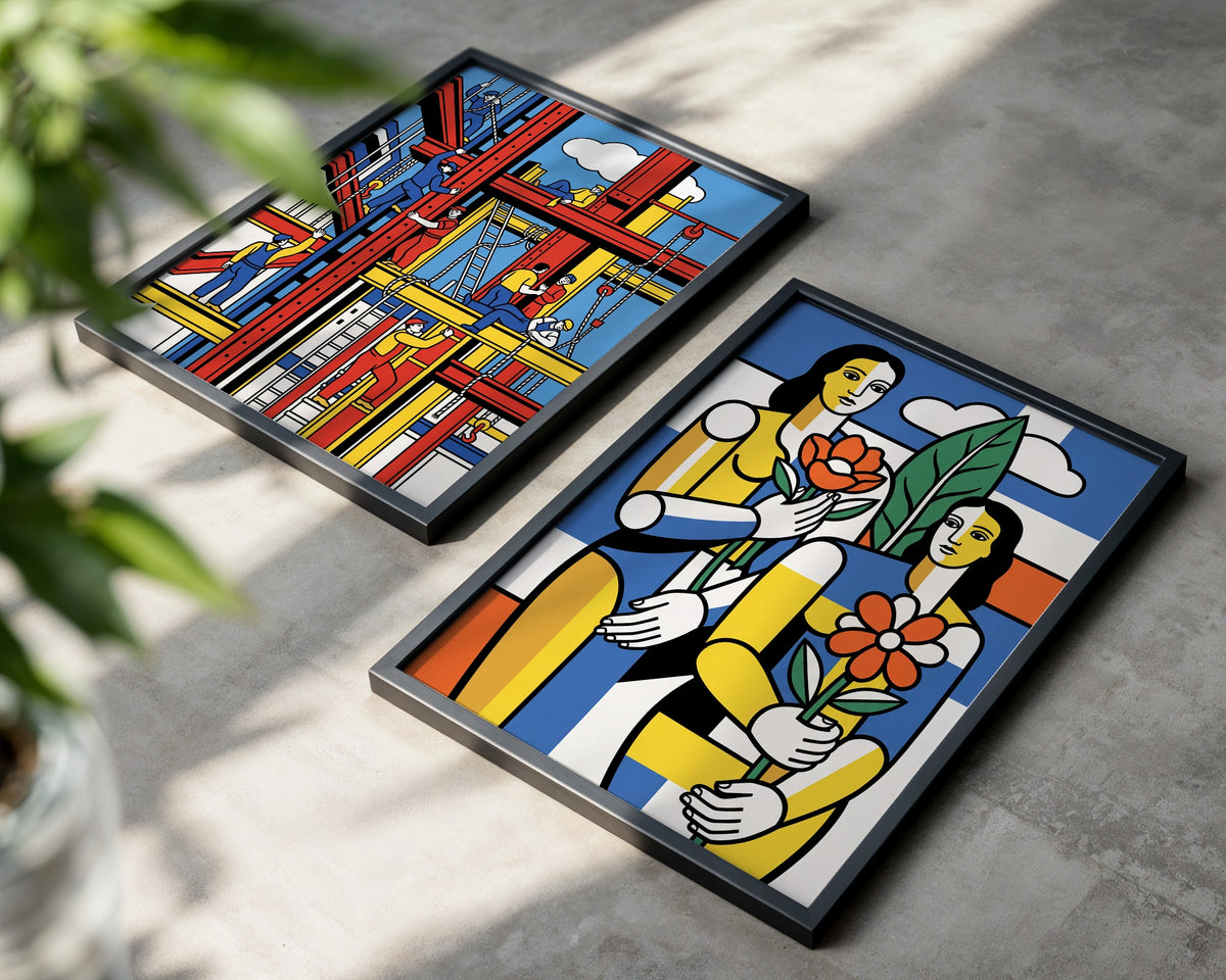 Fernand Leger Women with Flowers Poster – två posters i rum 3