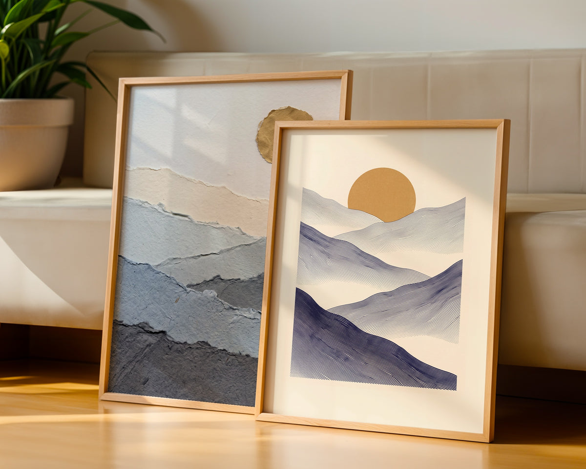 Indigo Mountains Poster – två posters i rum 3
