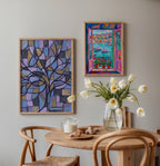 Piet Mondrian Blossoming Tree in Blue Poster – två posters i rum 3
