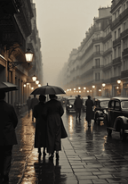 Rainy Parisian Stroll – affisch med snyggt motiv, köp enkelt hos Bozetto i flera storlekar