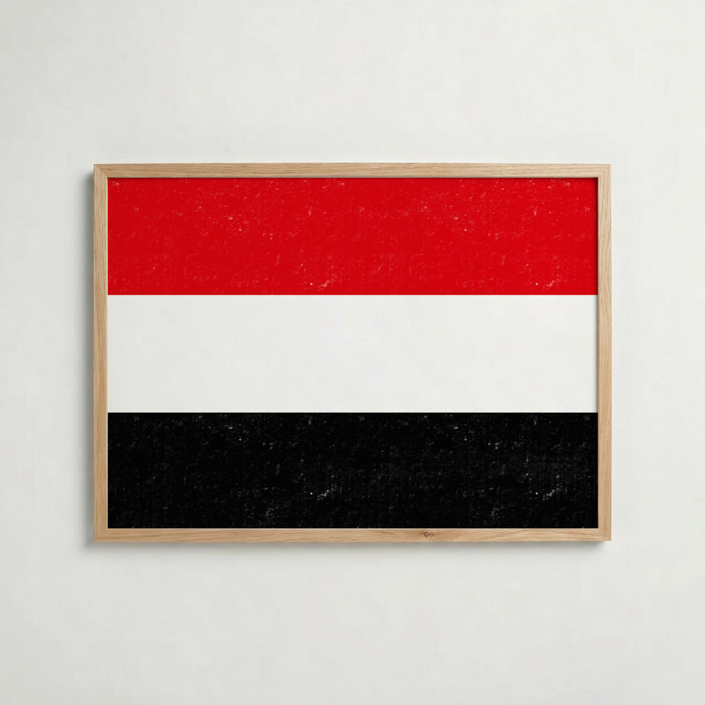 Yemen National Flag Poster i ekram – inramad konsttryck för stilren inredning hos Bozetto