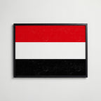 Yemen National Flag Poster i svart ram – stilren konsttryck som väggdekor från Bozetto