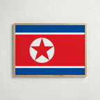 North Korea National Flag Poster i ekram – inramad konsttryck för stilren inredning hos Bozetto