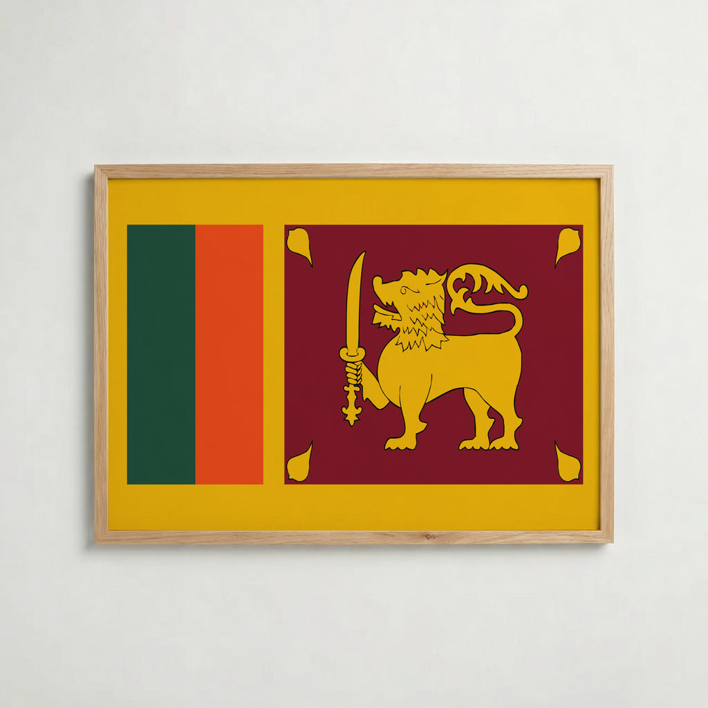 Sri Lanka National Flag Poster i ekram – inramad konsttryck för stilren inredning hos Bozetto