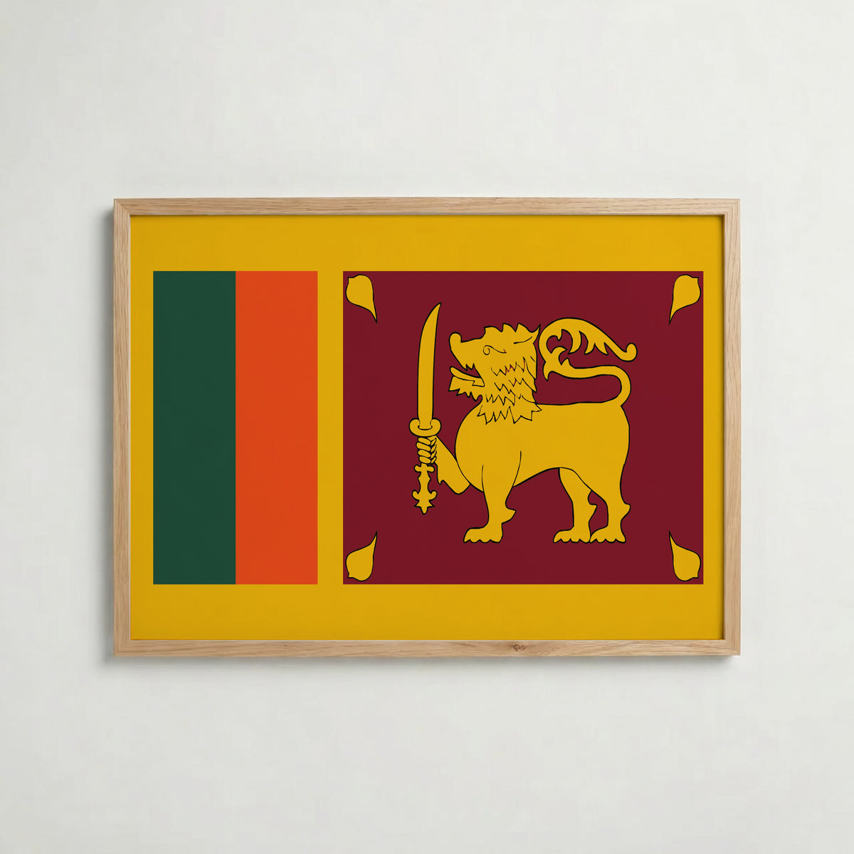 Sri Lanka National Flag Poster i ekram – inramad konsttryck för stilren inredning hos Bozetto