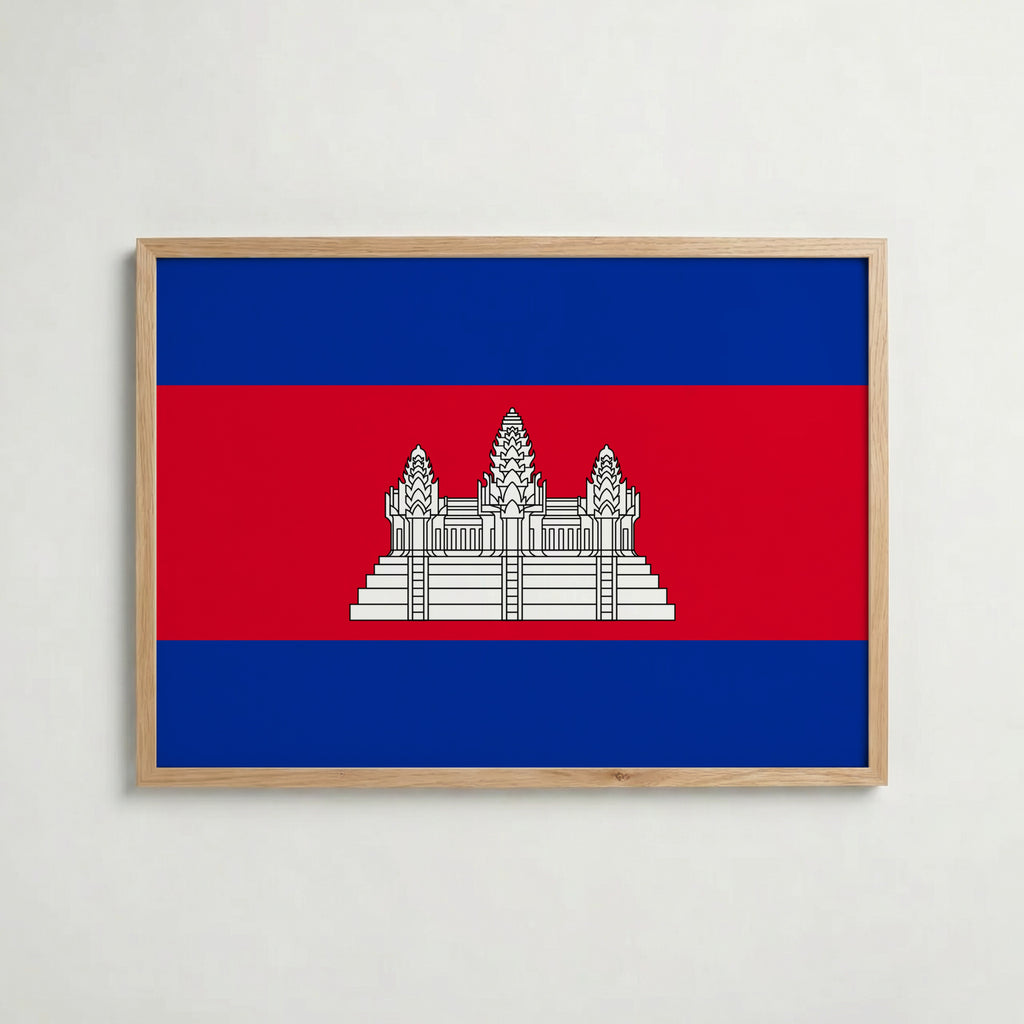 Cambodia National Flag Poster i ekram – inramad konsttryck för stilren inredning hos Bozetto