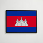 Cambodia National Flag Poster i svart ram – stilren konsttryck som väggdekor från Bozetto