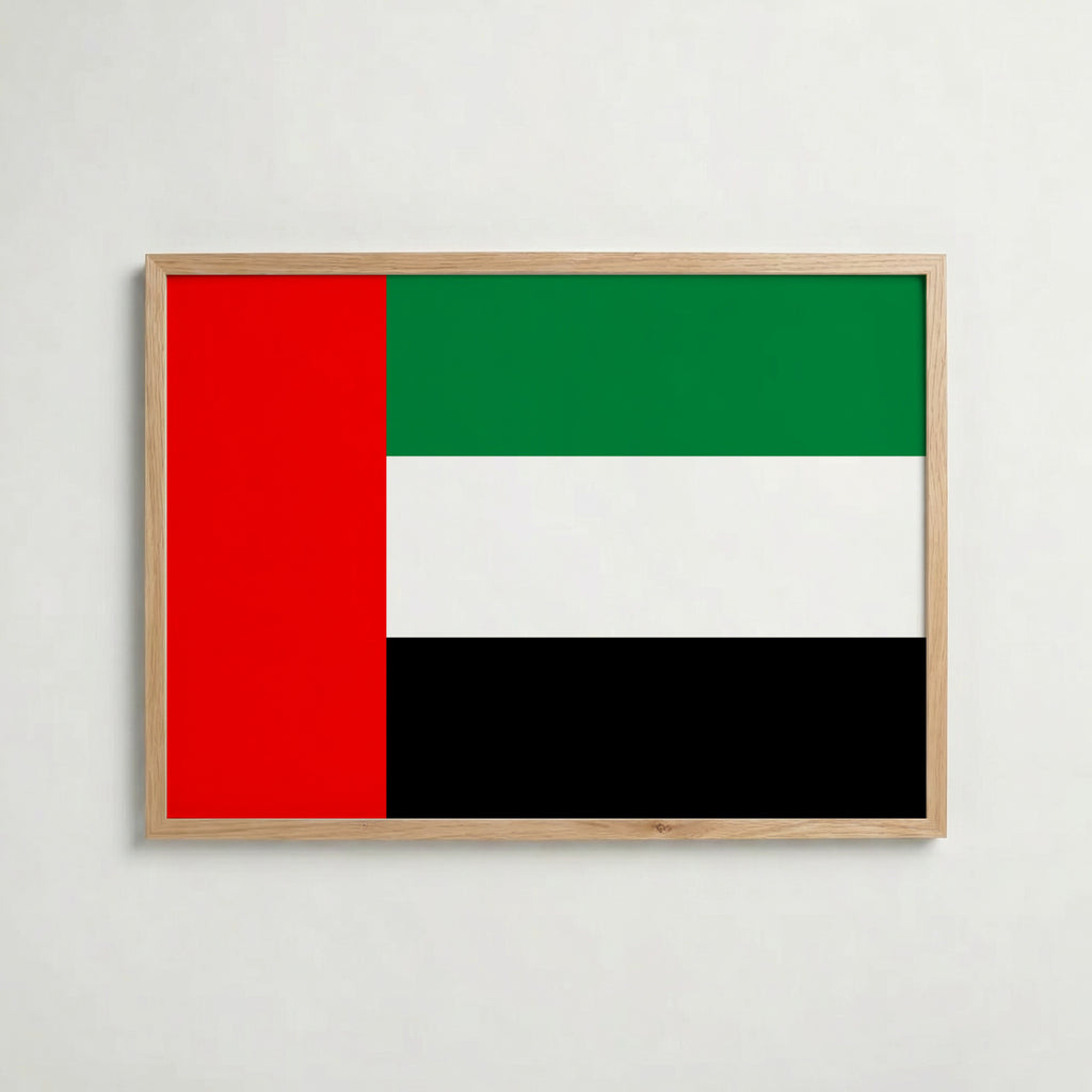 United Arab Emirates National Flag Poster i ekram – inramad konsttryck för stilren inredning hos Bozetto