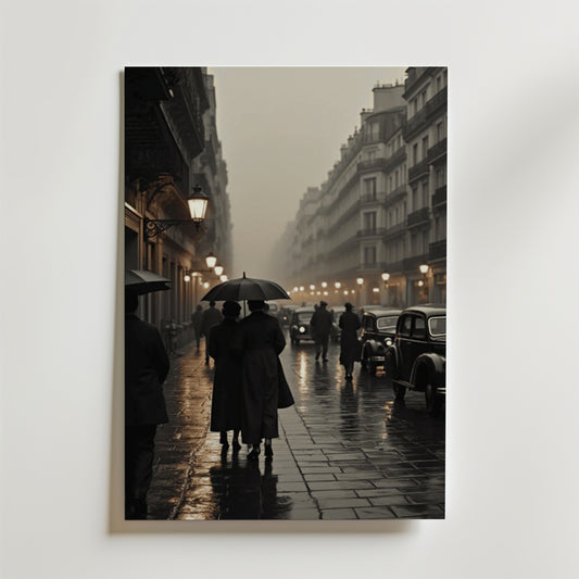 Rainy Parisian Stroll Poster
