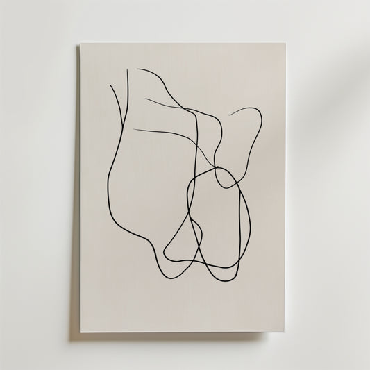 Abstract Black Line Flow Poster