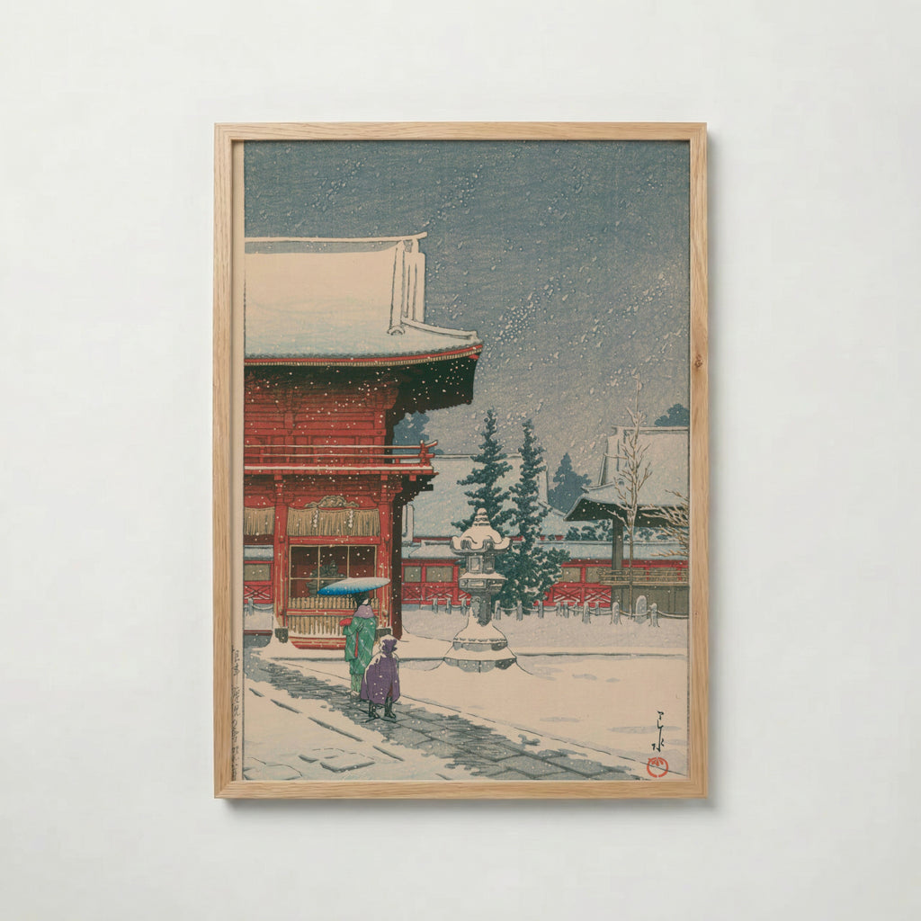 Hasui Kawase Snow at Nezu Gongen Shrine 1933 Poster – ekram