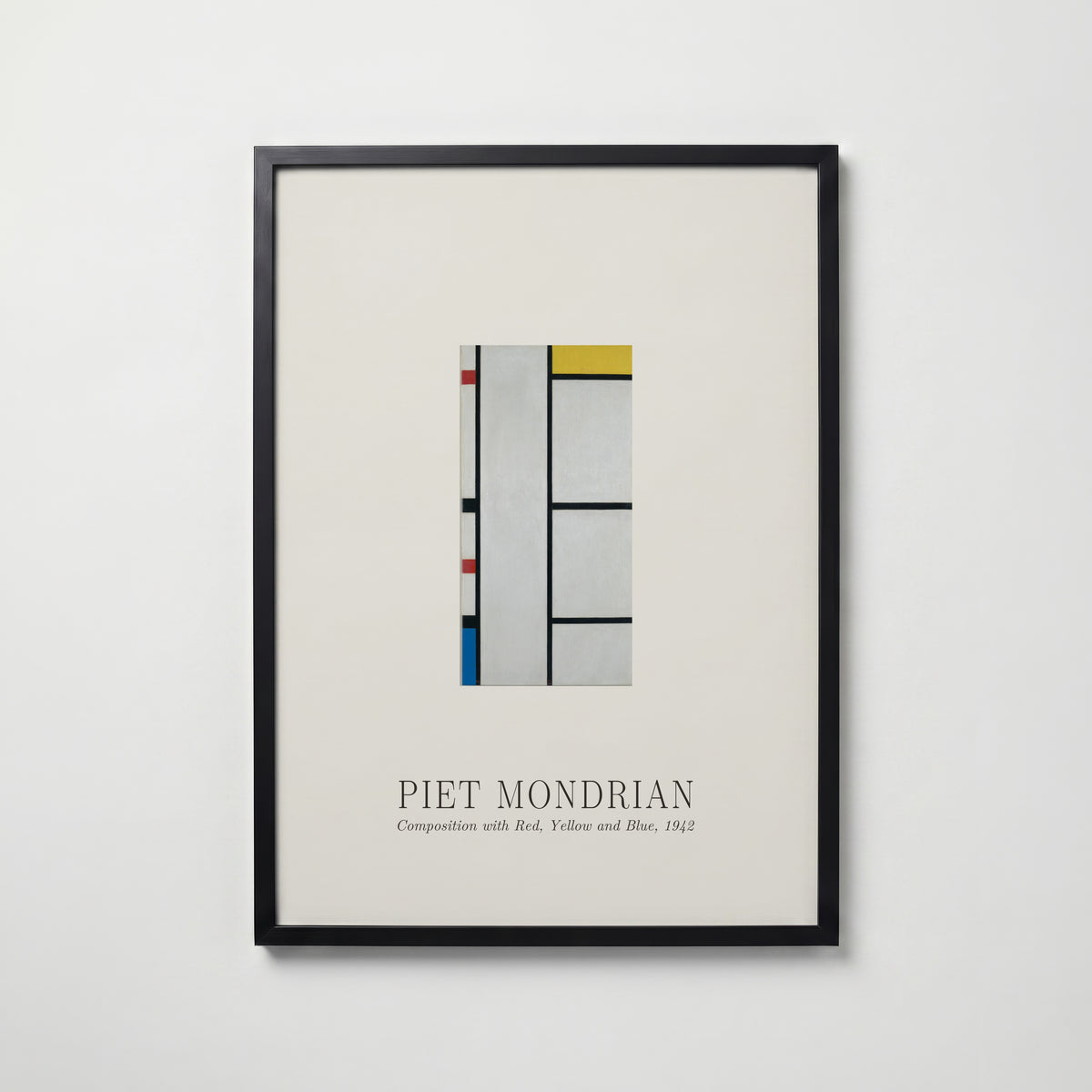 Piet Mondrian Composition with Red Yellow and Blue 1942 Poster – svart ram