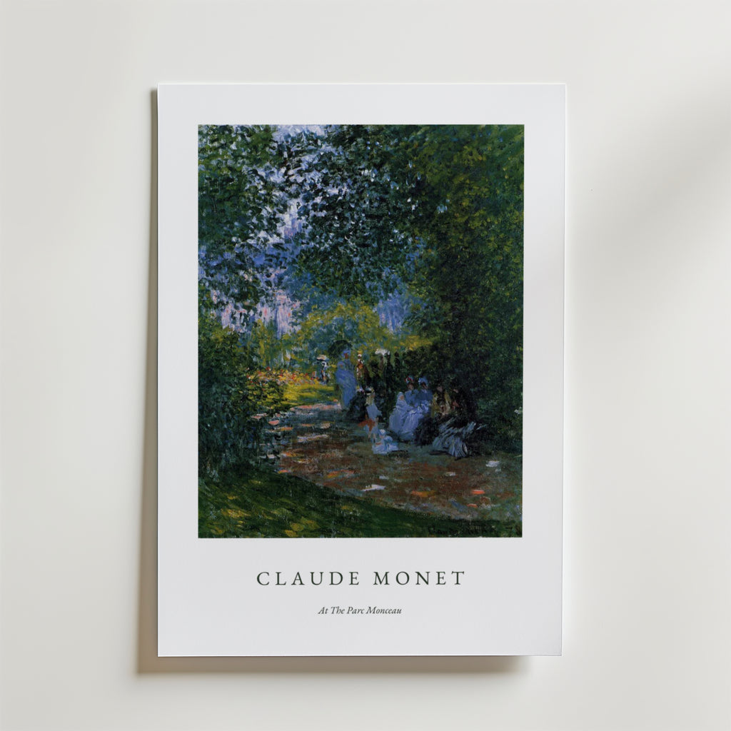 Claude Monet At the parc monceau affisch på neutral bakgrund – poster från Bozetto