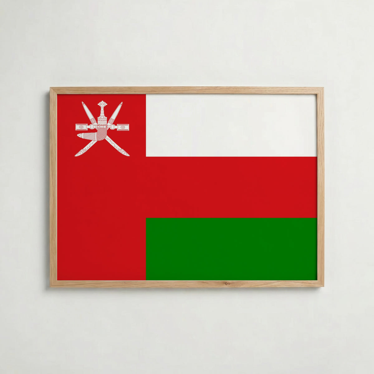 Oman National Flag Poster i ekram – inramad konsttryck för stilren inredning hos Bozetto