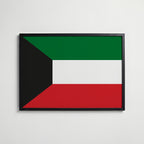 Kuwait National Flag Poster i svart ram – stilren konsttryck som väggdekor från Bozetto