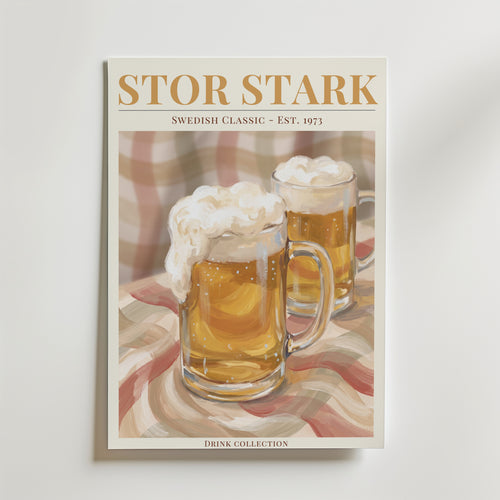 En Stor Stark Öl affisch inramad i neutral ram – se hur konsttrycket ser ut, Bozetto
