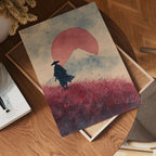Red Sun Journey konsttryck på vit bakgrund – elegant Bozetto affisch för hemmet i hög tryckkvalitet